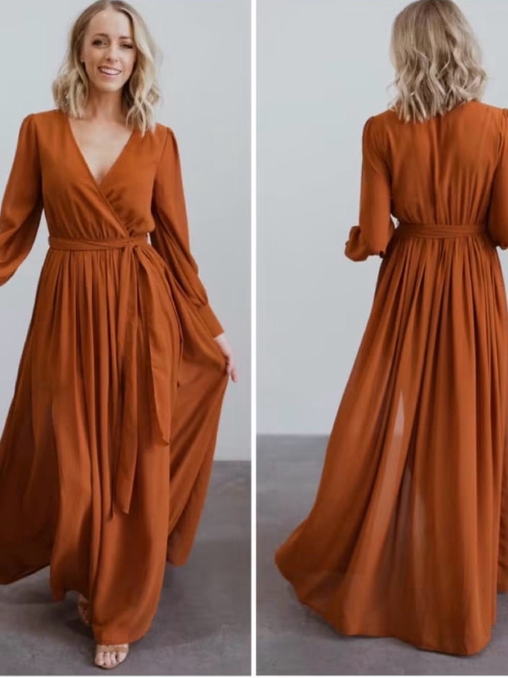 Baltic Born Celine Rust Orange Wrap Maxi Dress